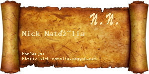 Nick Natália névjegykártya